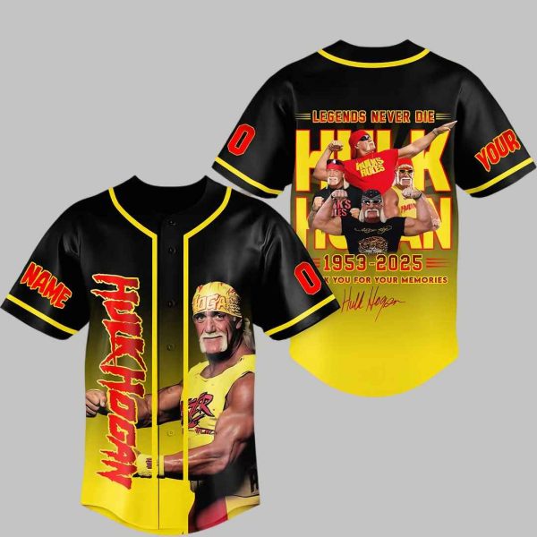 Hulk Hogan LEGENDS Never Die Thank You For Your Memories Baseball Jersey 2