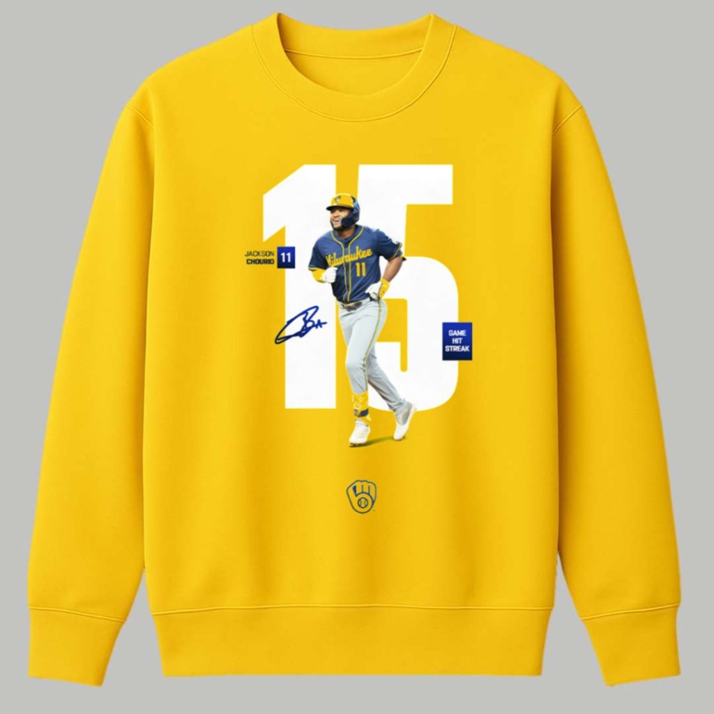 Jackson Chourio 15 Game Hit Streak Shirt 3 Jackson Chourio 15 Game Hit Streak Shirt 3