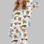 Jurassic Dinosaurs World Silky Satin Pajama Set