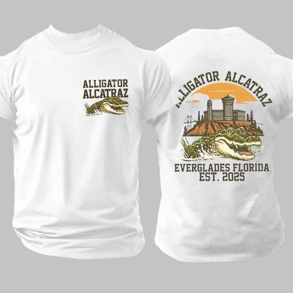 Mens Retro Alligator Alcatraz Everglades Florida EST 2025 Shirt 2