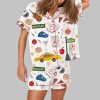 New York Travel Short Sleeve Satin Pajama Set 1