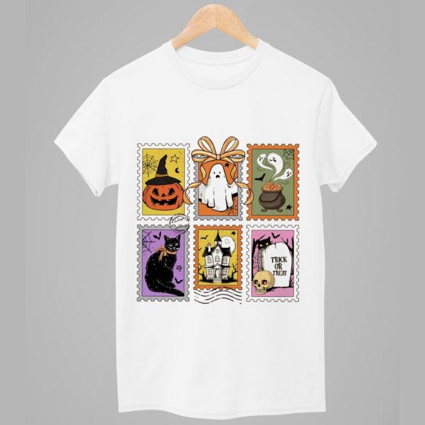 Retro Halloween Cat Ghost Pumpkin Shirt 1