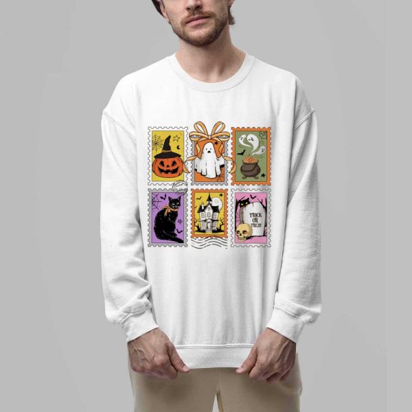 Retro Halloween Cat Ghost Pumpkin Shirt 2