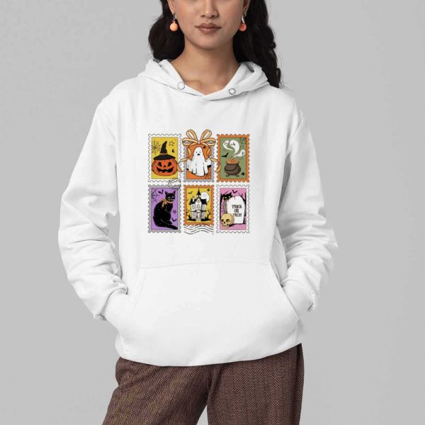 Retro Halloween Cat Ghost Pumpkin Shirt 4