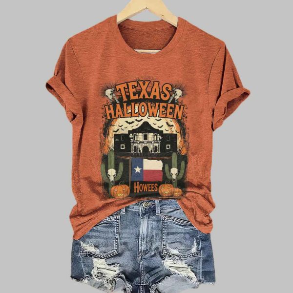 Retro Texas The Alamo Halloween Howees Print T Shirt 2