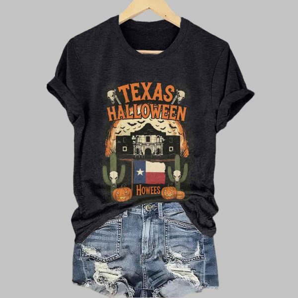 Retro Texas The Alamo Halloween Howees Print T Shirt 3