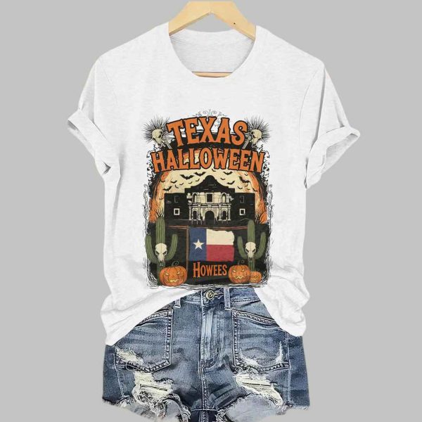 Retro Texas The Alamo Halloween Howees Print T Shirt 4