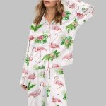 Watercolor Flamingo Silky Satin Pajama Set