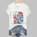 Women's Retro Floral FDT Freedom Democracy Truth Print T-Shirt