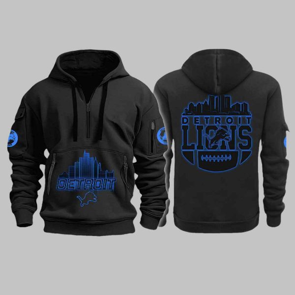 2025 Lions Back In Black Quarter Zip Hoodie 3