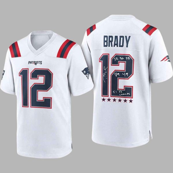 2025 Patriots Brady 12 Legacy White Jersey 3