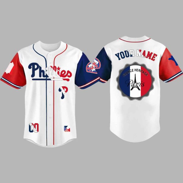 2025 Phillies x France Heritage Month Baseball Jersey 1