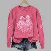 Breast Cancer Sequin Pumpkin Print Crew Neck Shirt 3
