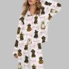 Coquette Retro Halloween Rottweiler Silky Satin Pajama Set 1