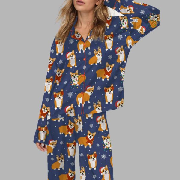 Corgi Christmas Silky Satin Pajama Set 1