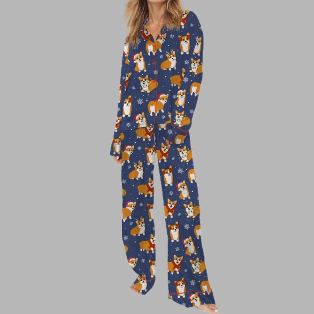 Corgi Christmas Silky Satin Pajama Set 2