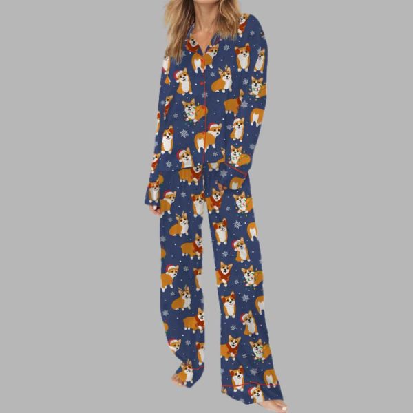 Corgi Christmas Silky Satin Pajama Set 2
