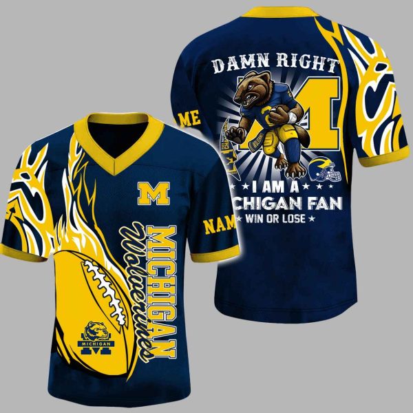 Damn Right I'm a Michigan Wolverines Fan Jersey 1