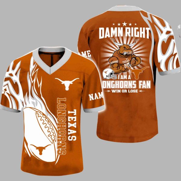 Damn Right I'm a Texas Longhorns Fan Jersey 3
