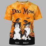 Dog Mom Halloween Moon Light Bat Tree Personalized Shirt