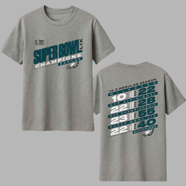 Eagles Super Bowl LIX Champions 14 3 Regular Season Shirt 1
