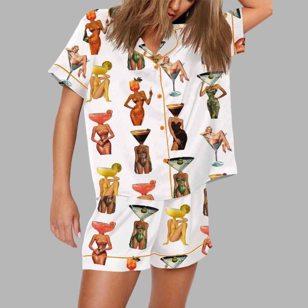 Espresso Martini Short Sleeve Satin Pajama Set 2