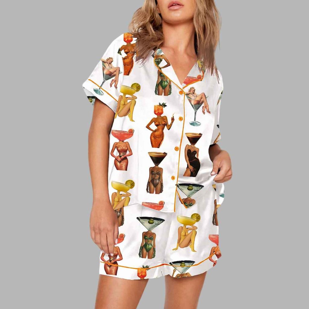 Espresso Martini Short Sleeve Satin Pajama Set 3