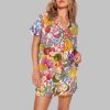 Fruit All The Colours Of The Rainbow Short Sleeve Satin Pajama Set 4