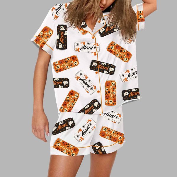 Halloween Energy Drink Can Short Sleeve Satin Pajama Set 2