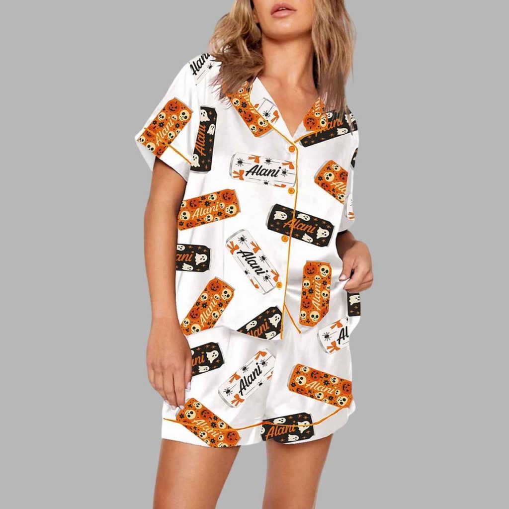 Halloween Energy Drink Can Short Sleeve Satin Pajama Set 3 Halloween Energy Drink Can Short Sleeve Satin Pajama Set 3