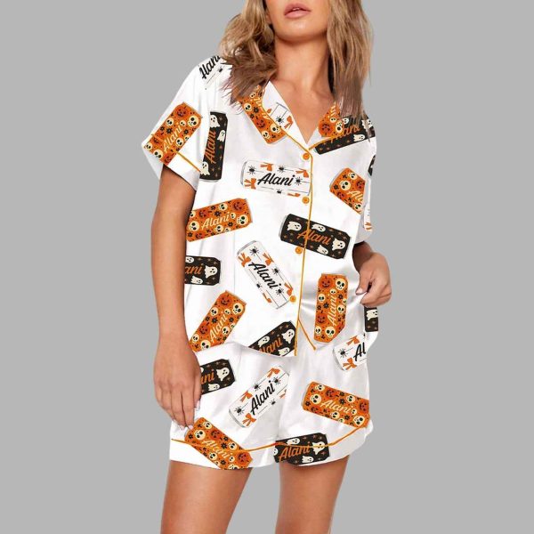 Halloween Energy Drink Can Short Sleeve Satin Pajama Set 3