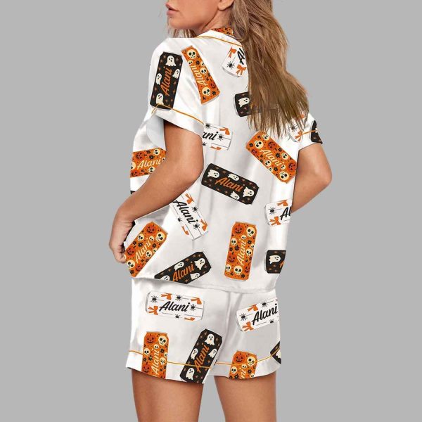 Halloween Energy Drink Can Short Sleeve Satin Pajama Set 4