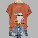 Halloween FDT Ghost Print Casual Short Sleeve Tee