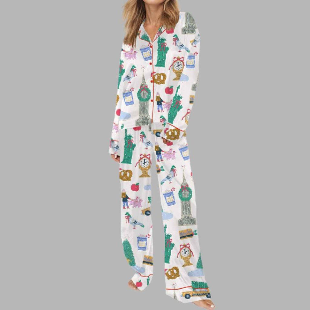 New York City Christmas Silky Satin Pajama Set 3 New York City Christmas Silky Satin Pajama Set 3