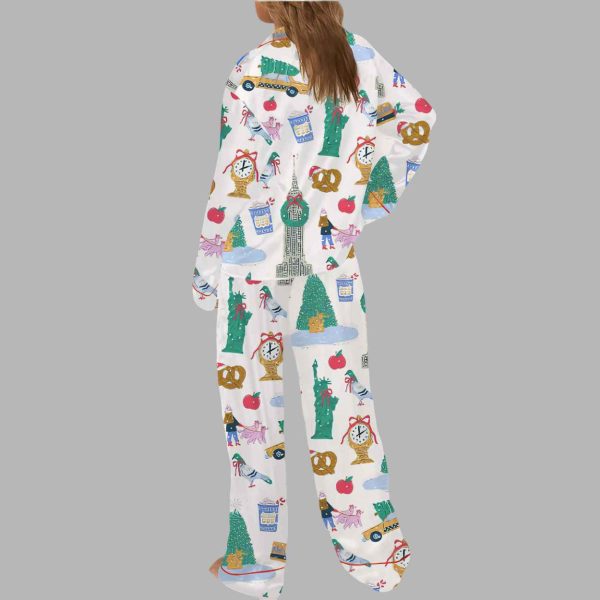 New York City Christmas Silky Satin Pajama Set 4