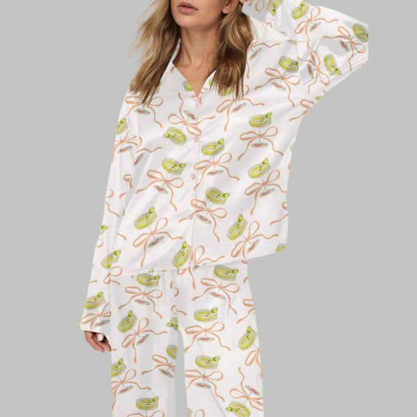 Pink Bow Martini Silky Satin Pajama Set 2