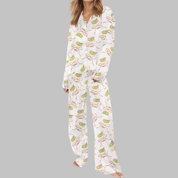 Pink Bow Martini Silky Satin Pajama Set 3
