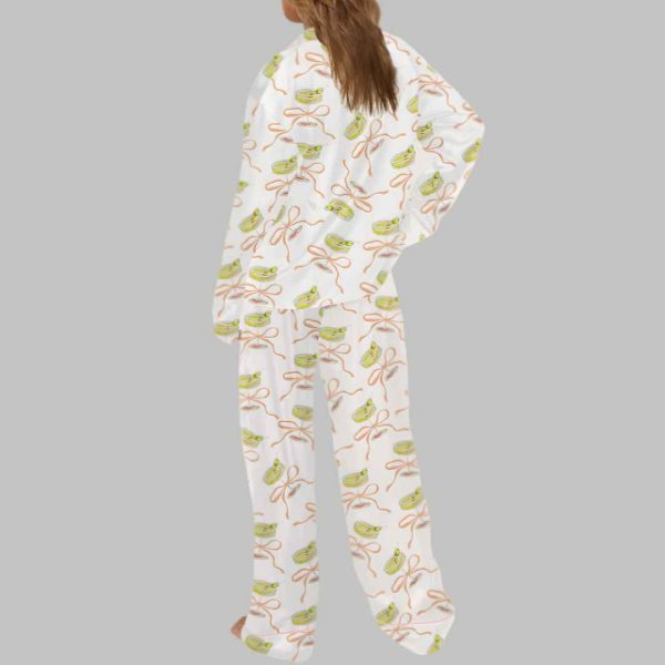 Pink Bow Martini Silky Satin Pajama Set 4