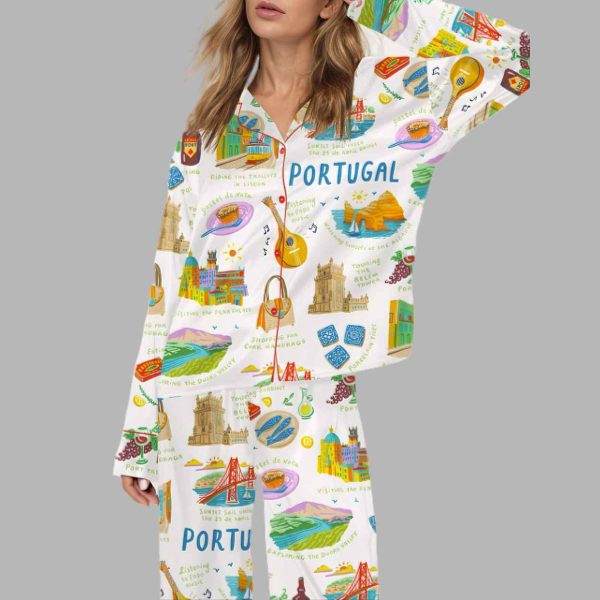 Portugal Vacation Silky Satin Pajama Set 1