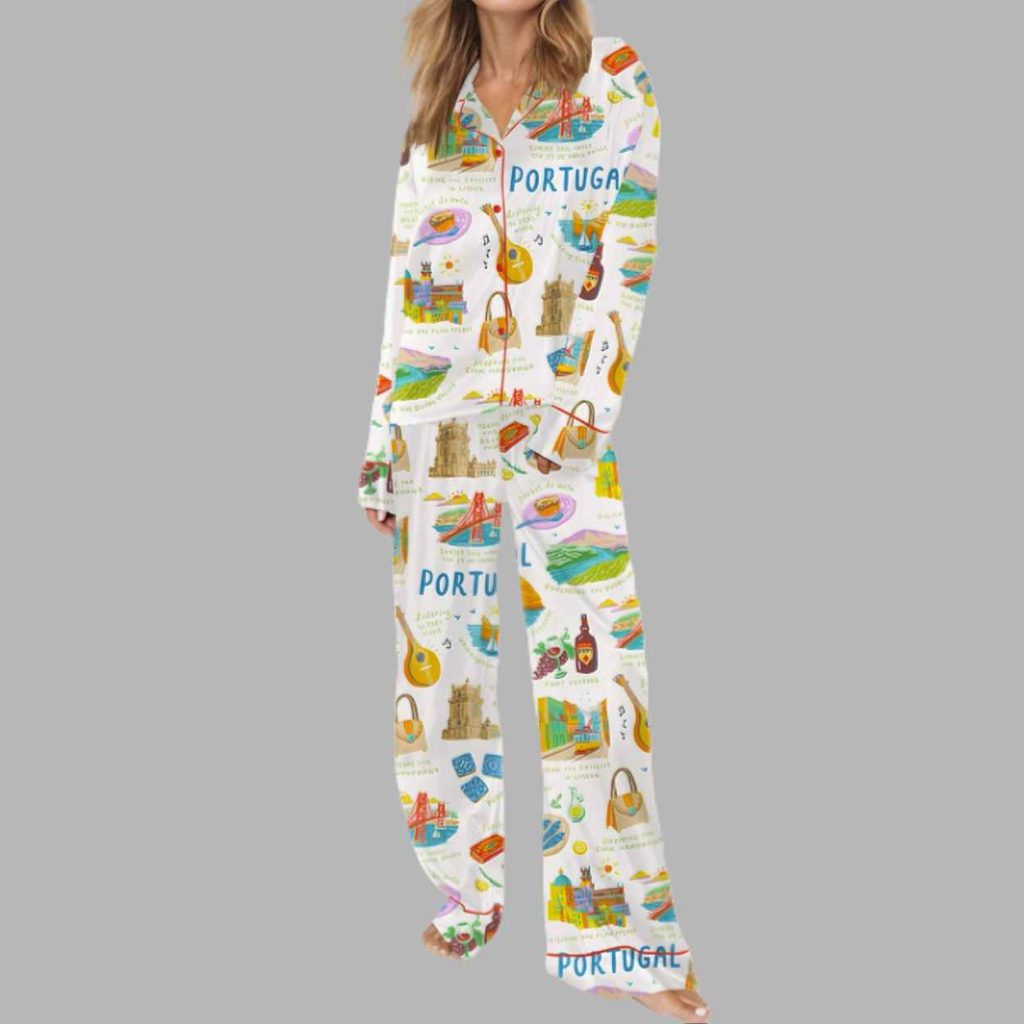 Portugal Vacation Silky Satin Pajama Set 2