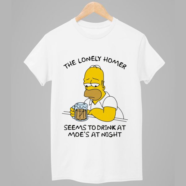 The Lonely Homer Seems To Drink At Moes At Night Shirt 1