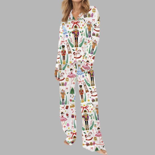 Vintage Christmas Nutcracker Silky Satin Pajama Set 3