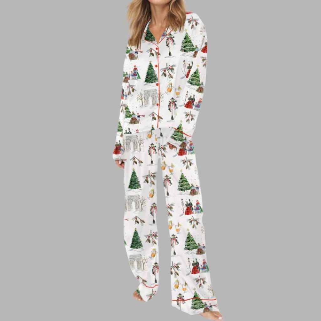 Watercolor Christmas Silky Satin Pajama Set 3 Watercolor Christmas Silky Satin Pajama Set 3