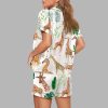 Watercolor Giraffe Short Sleeve Satin Pajama Set 3