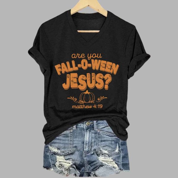 Womens Are You Fall O Ween Jesus Shirt 2