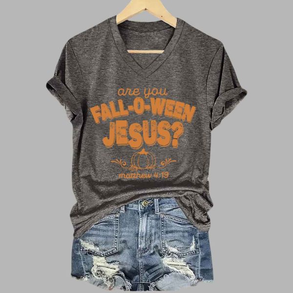 Womens Are You Fall O Ween Jesus Shirt 4