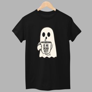 Halloween Is He Dead Yet Ghost Print Casual Shirt 1