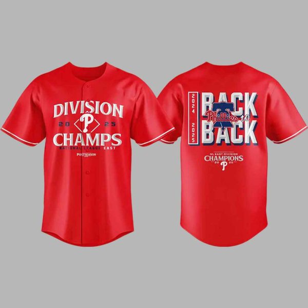 2025 Phillies BACK TO BACK NL EAST CHAMPIONS Jersey 1