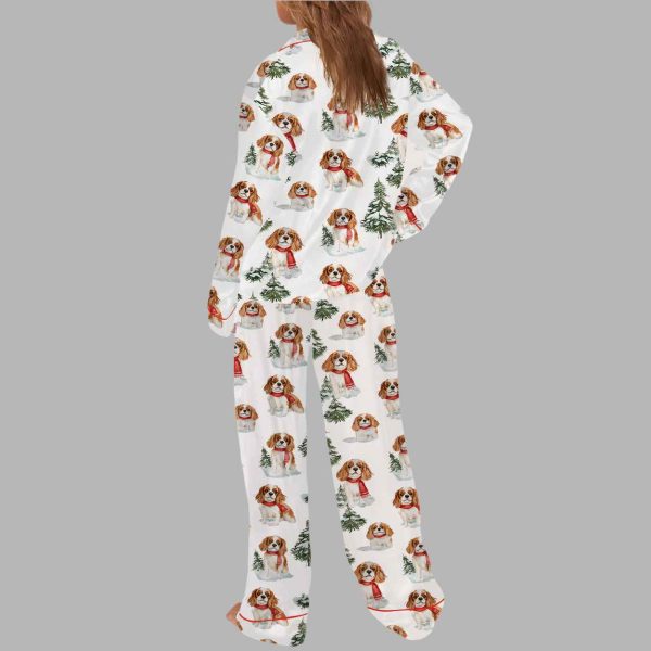 Cavalier King Charles Snow Silky Satin Pajama Set 4