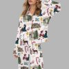 Christmas Miracle Street Silky Satin Pajama Set 1